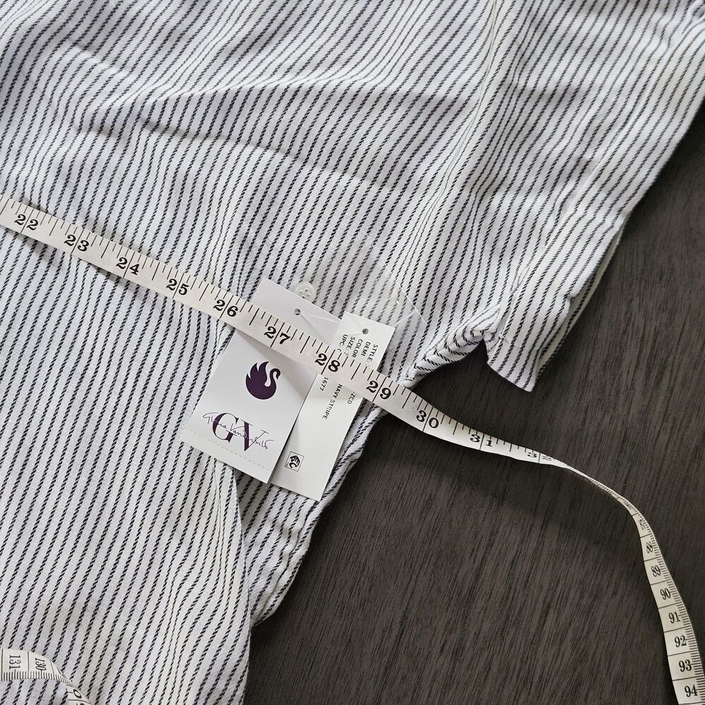 Gloria Vanderbilt 3X Gray Striped Short Dolman Sleeve Button Up Top Blouse Boxy - Picture 5 of 6